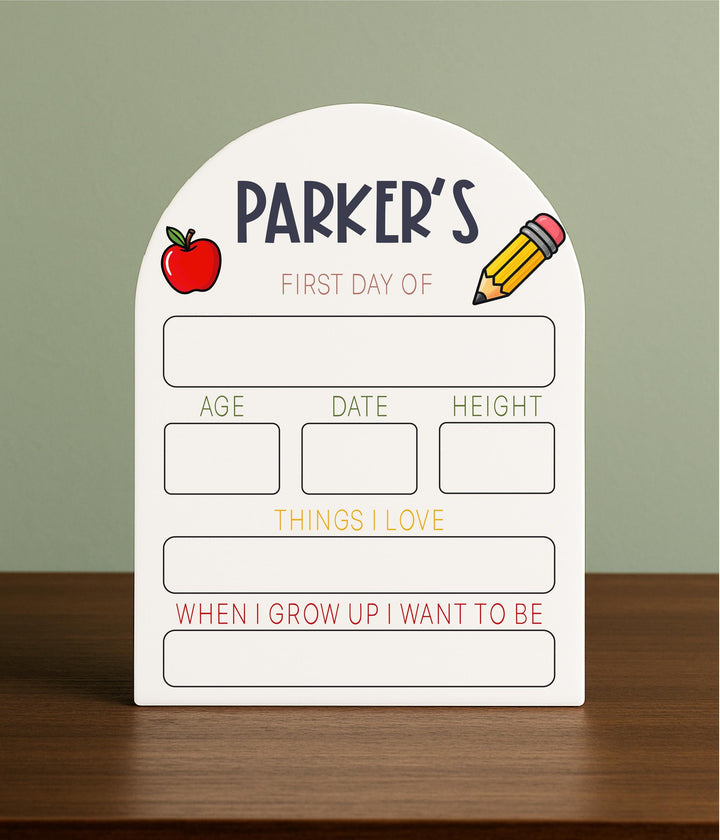 Personalized First Day of School Sign – Custom Back to School Board for Kids, Reusable School Milestone Photo Prop, Dry Erase Acrylic Arch