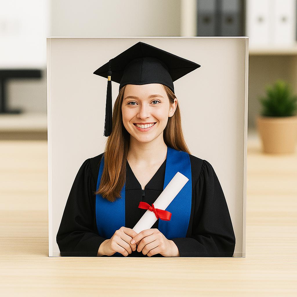 Personalized Graduation Photo Acrylic Block – Custom Keepsake Gift for Graduate, Class of 2025 Memory Display, Graduation Decor