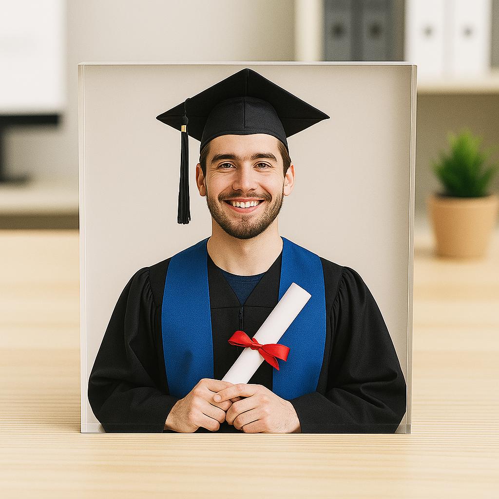 Personalized Graduation Photo Acrylic Block – Custom Keepsake Gift for Graduate, Class of 2025 Memory Display, Graduation Decor
