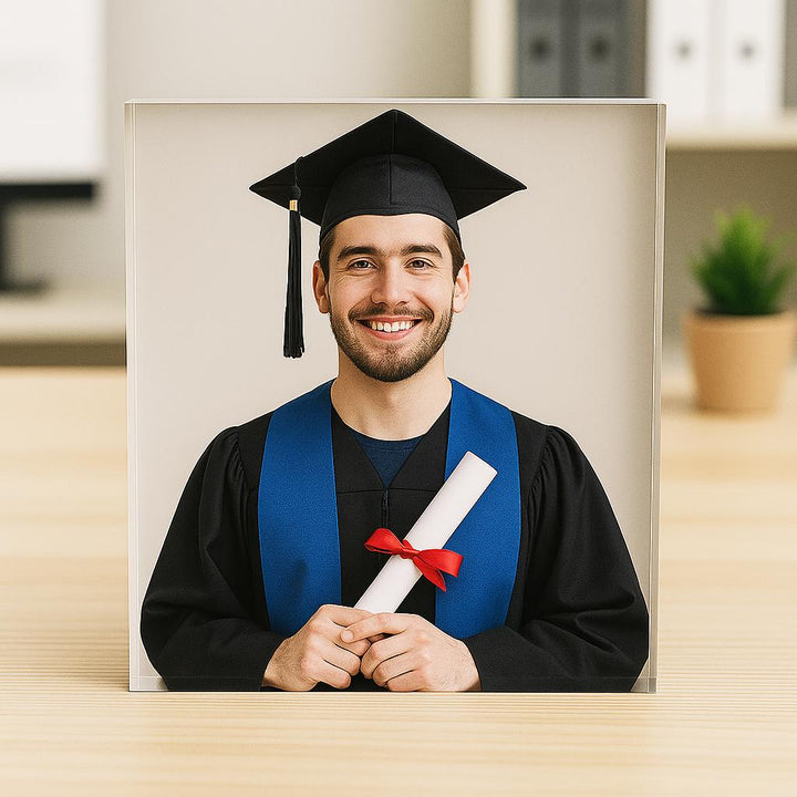 Personalized Graduation Photo Acrylic Block – Custom Keepsake Gift for Graduate, Class of 2025 Memory Display, Graduation Decor