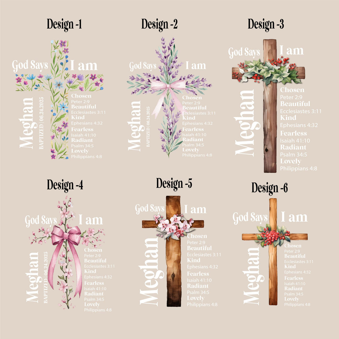 Personalized God Says I Am Cross Night Light, Baptism Gift