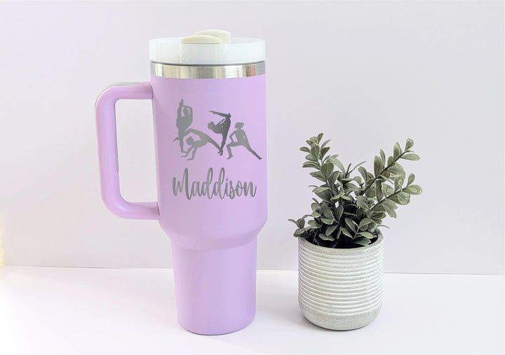 Custom Gymnastics Tumbler with Name – Personalized Gift for Gymnast Girls, Personalized Stainless Steel Cup, Team or Coach Gift