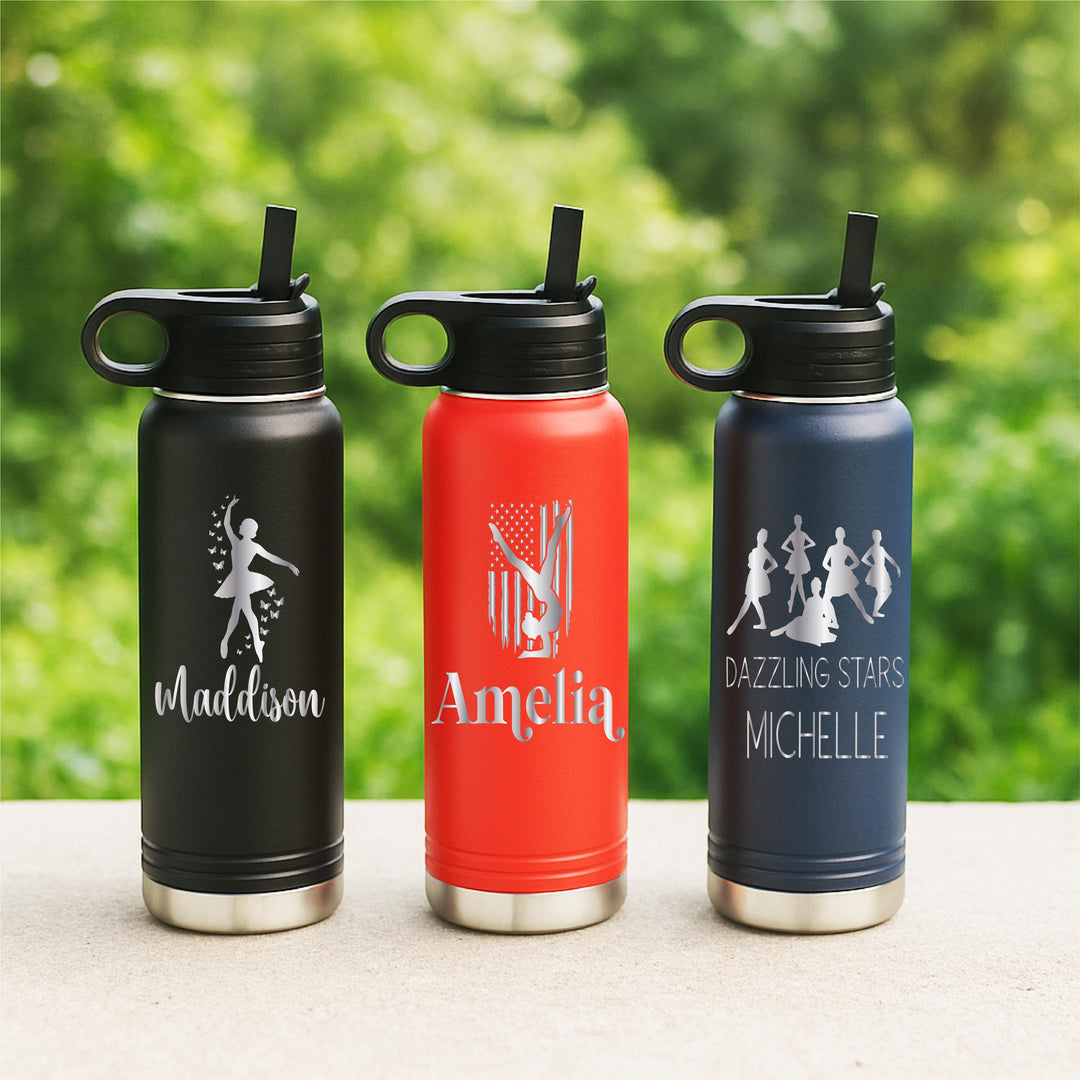 Custom Logo or Name Water Bottle – Personalized Engraved Stainless Steel Sports Bottle – Corporate Gifts, Team Swag, Business Branding