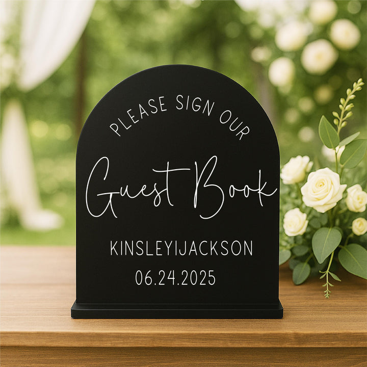 Wedding Guest Book Sign – Personalized Acrylic Sign – Modern Wedding Table Decor – Custom Guestbook Welcome Sign – Elegant Reception Sign