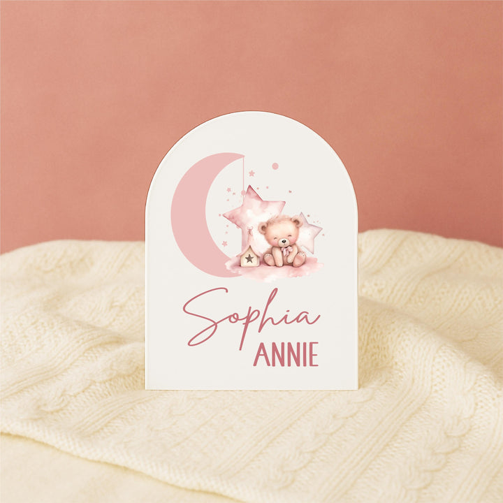 Personalized Acrylic Baby girl Name Sign Pink Newborn Decor Girl Birth Announcement Keepsake Custom Nursery Sign baby shower girl name sign