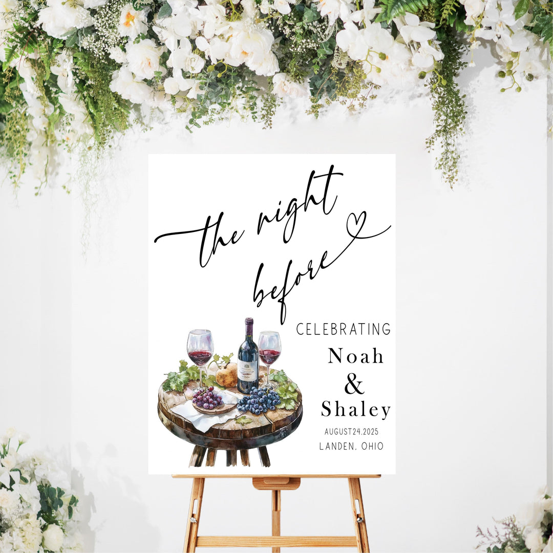 The Night Before Wedding Welcome Sign Custom Rehearsal Dinner Decor with Wine Theme, Charcuterie wine theme wedding Acrylic sign
