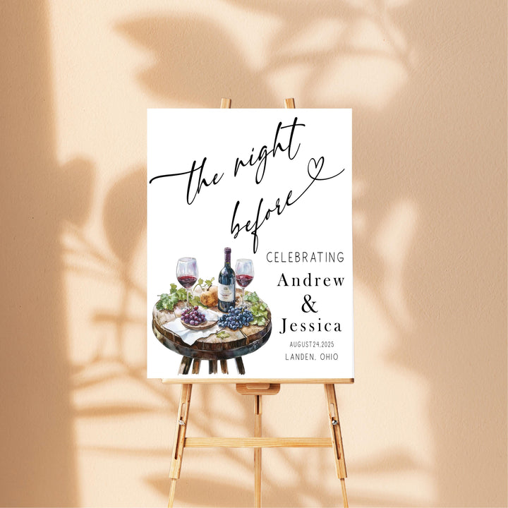 The Night Before Wedding Welcome Sign Custom Rehearsal Dinner Decor with Wine Theme, Charcuterie wine theme wedding Acrylic sign