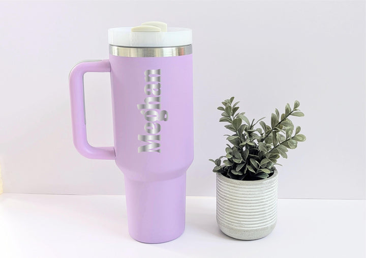 Custom Bridesmaid Gift 40oz Tumbler with Handle | Personalized Wedding Party Cup | Custom Name Mug for Bride, Maid of Honor, Team Bride