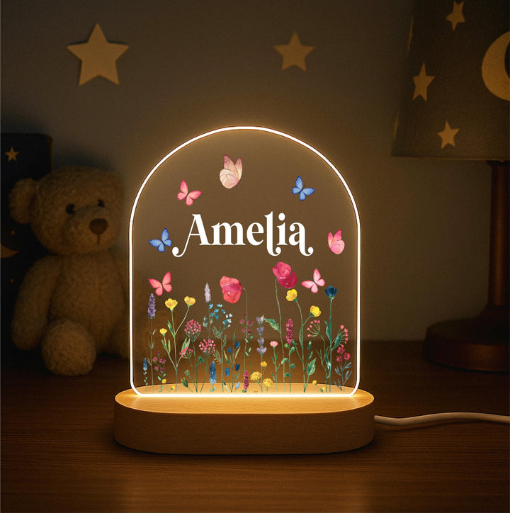 Personalized floral kids room decor Custom name led light Baby girl Gifts Nursery Decor Birthday Gift For Toddler with name light