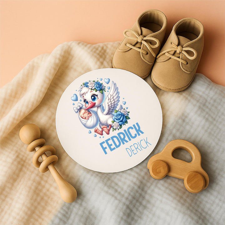 Personalized Stork Baby Name Sign – Custom Newborn Gift, Baby Girl Nursery Decor, Birth Announcement Keepsake, Maggie Baby Name Plaque