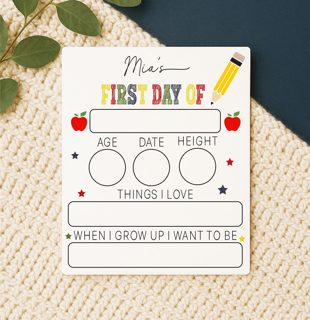 Personalized First Day of School Sign – Reusable Acrylic Photo Prop