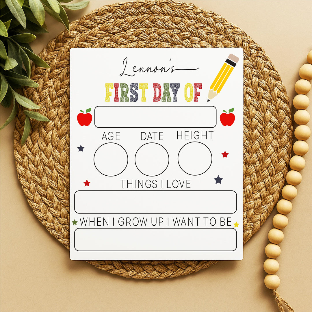 Personalized First Day of School Sign: Reusable Acrylic Photo Prop