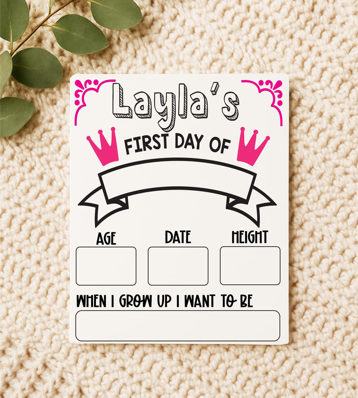 Personalized First Day of School Sign: Reusable Photo Prop