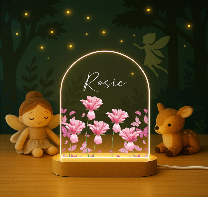 Floral Nursery Decor: Personalized LED Night Light, Baby Girl Gift