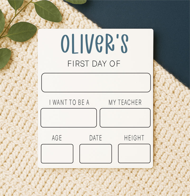 Personalized First Day of School Sign: Reusable Photo Prop