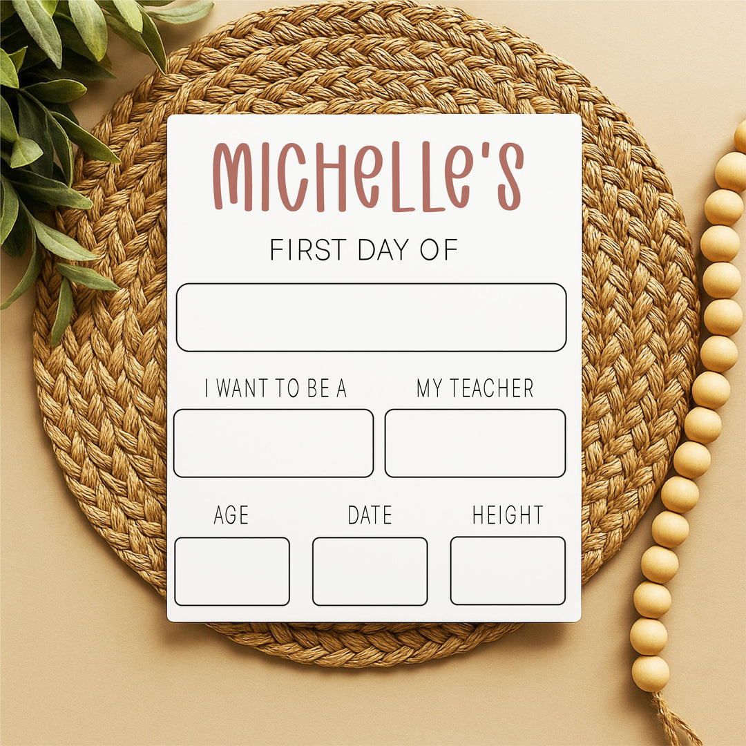Personalized First Day of School Sign: Reusable Photo Prop