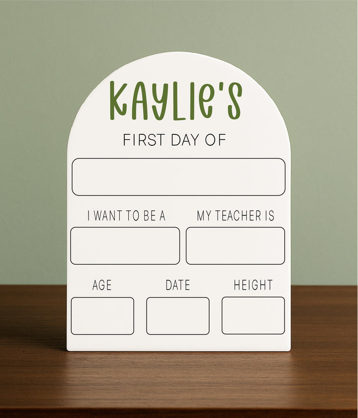 Personalized First Day of School Sign – Reusable Photo Prop