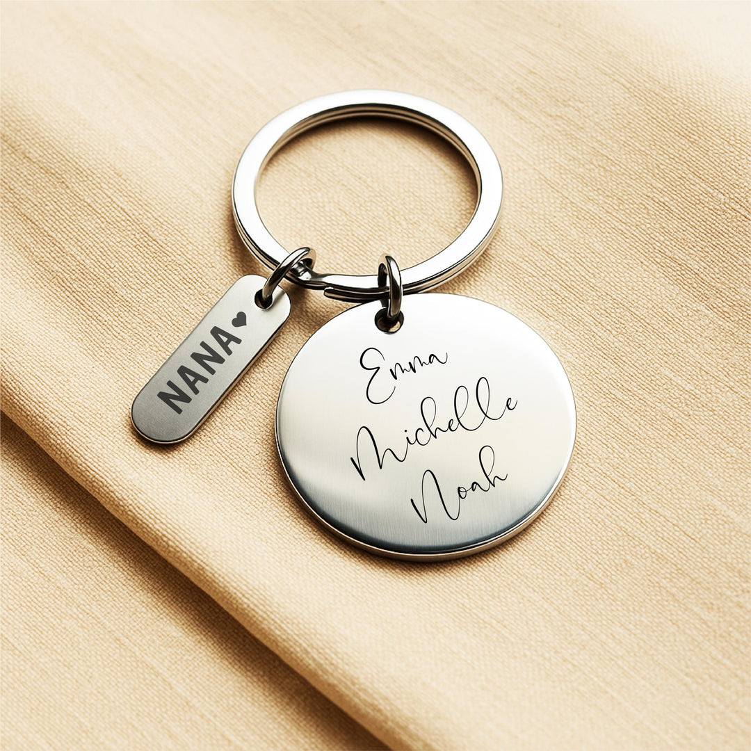 Personalized Kids Name Keychain: Stainless Steel Mom Grandma Gift