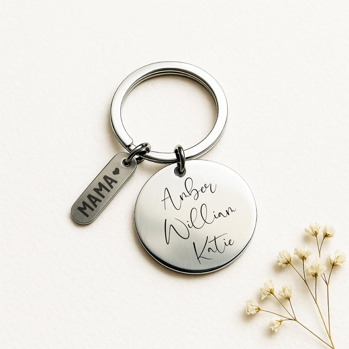 Personalized Kids Name Keychain: Stainless Steel Mom Grandma Gift