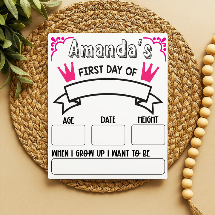 Personalized First Day of School Sign: Reusable Photo Prop