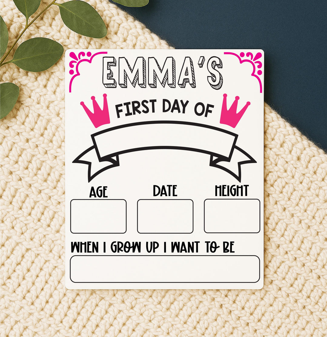 Personalized First Day of School Sign – Reusable Photo Prop
