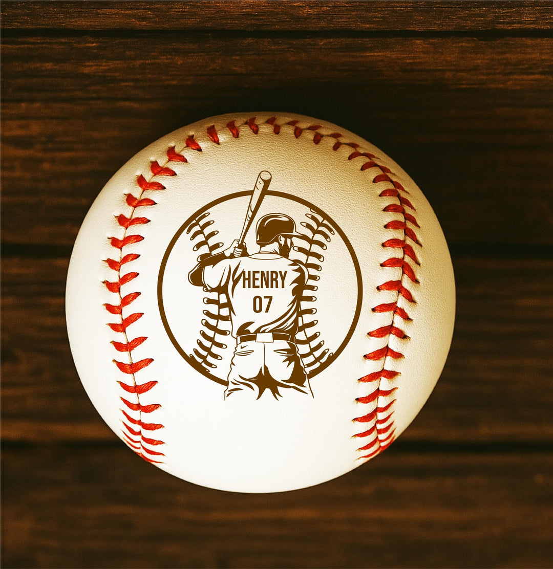 Personalized Engraved Leather Baseball: Custom Sports Gift