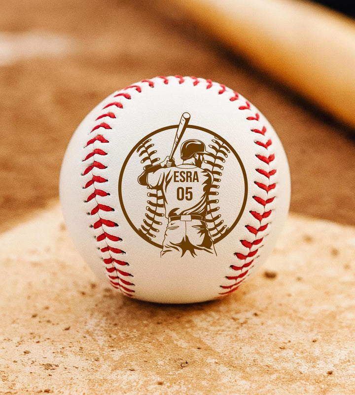 Personalized Engraved Leather Baseball: Custom Sports Gift