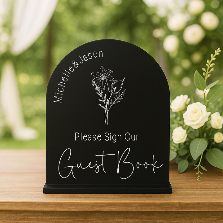 Personalized Acrylic Wedding Guest Book Sign: Modern Reception Decor