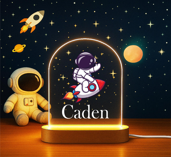Astronaut Baby Boy Kids Room Decor Custom Name Led Light