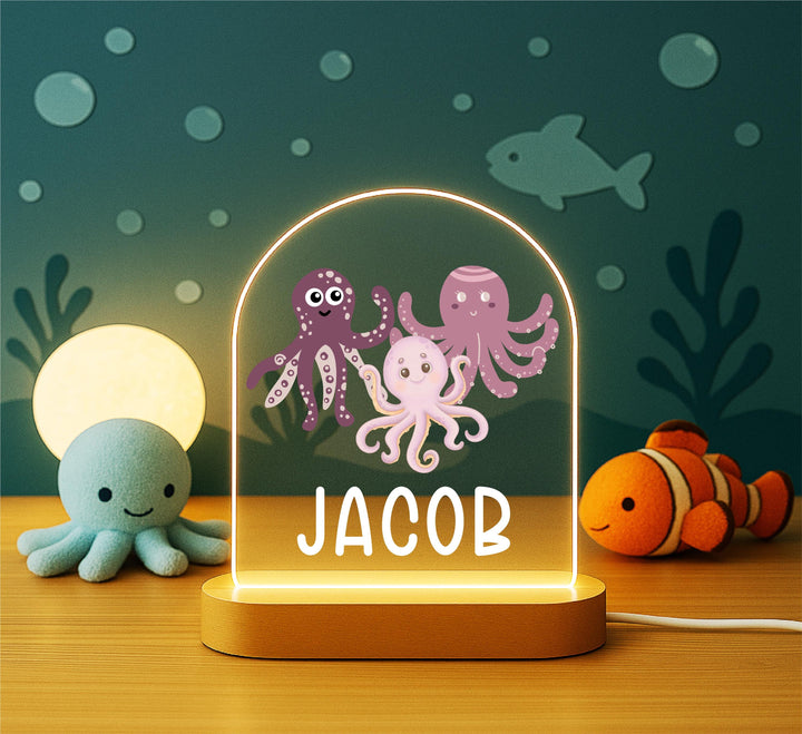 Personalized octopus ocean room decor Custom name led light Baby girl Gifts Nursery Decor