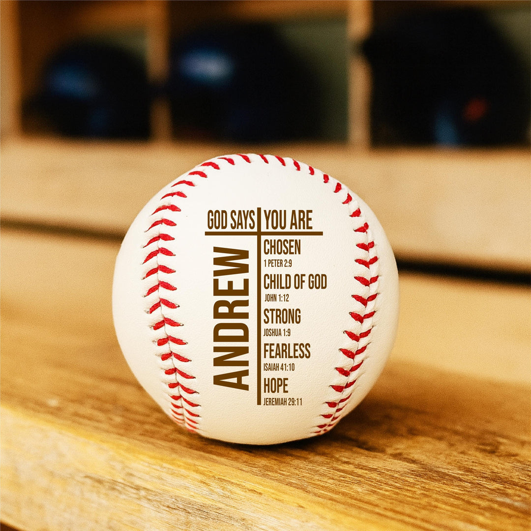 Personalized Engraved Leather Baseball, Scripture Christian Gift