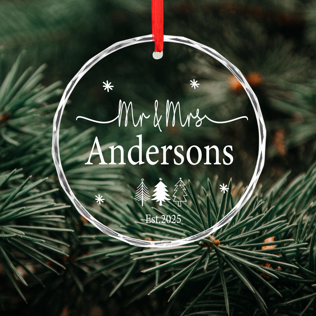 Personalized Mr &amp; Mrs Ornament | Newlywed First Christmas Gift | Custom Family Holiday Decoration
