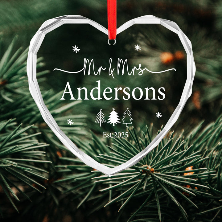 Personalized Mr &amp; Mrs Ornament | Newlywed First Christmas Gift | Custom Family Holiday Decoration