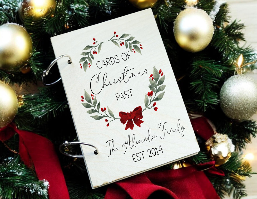 Personalized Christmas Card Holder, Holiday Greetings Memory Book