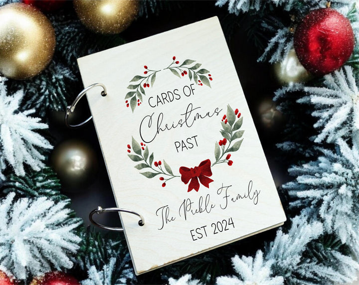 Personalized Christmas Card Holder, Holiday Greetings Memory Book