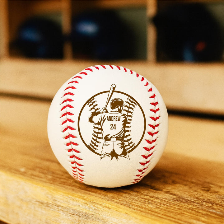 Personalized Engraved Leather Baseball: Custom Sports Gift
