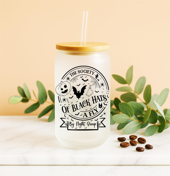 Black Hat Society Witchy Tumbler, Gothic Halloween Gift