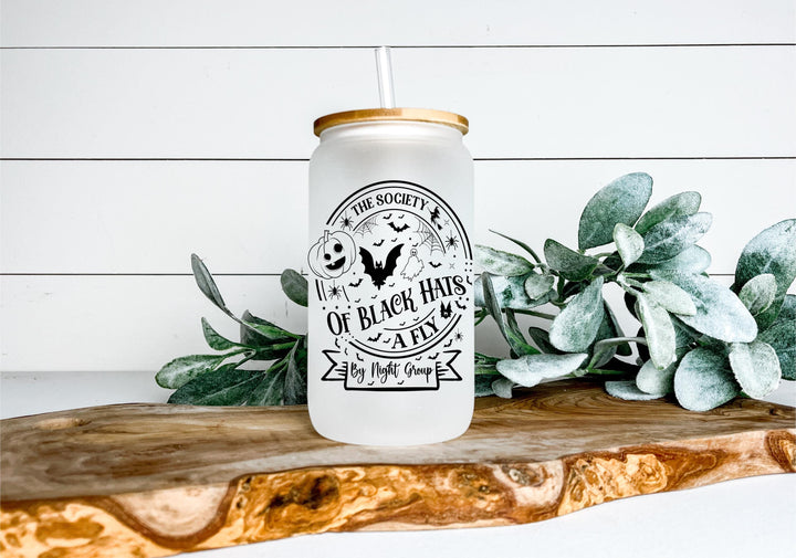 Black Hat Society Witchy Tumbler, Gothic Halloween Gift