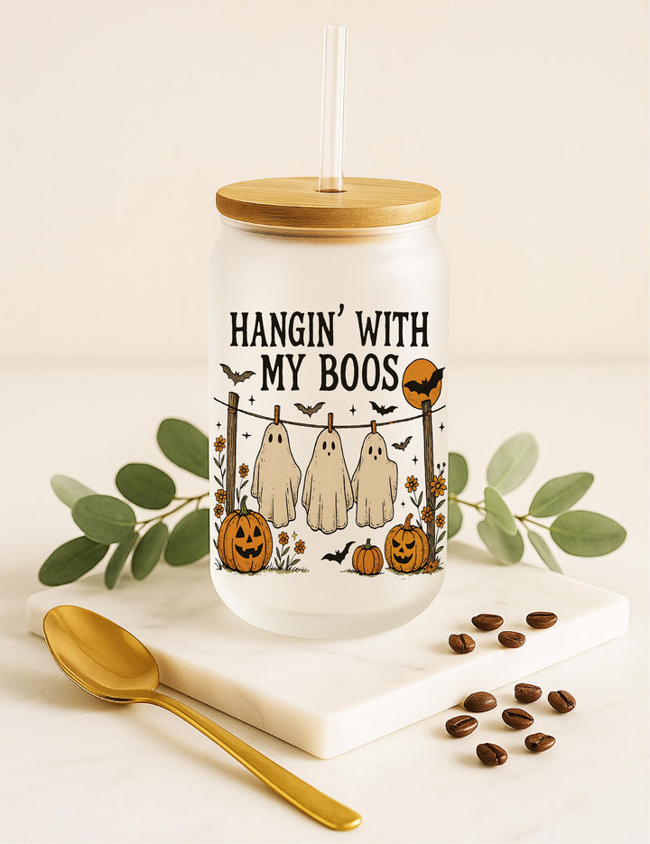 Hangin’ With My Boos Ghost and Pumpkin Tumbler, Funny Spooky Season Gift Drinkware