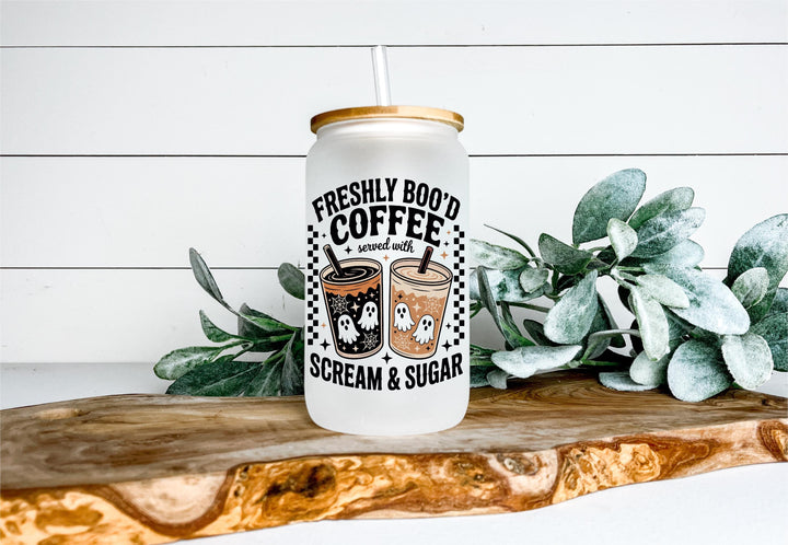 Freshly Boo’d Coffee Scream and Sugar Ghost Tumbler, Funny Spooky Season Gift