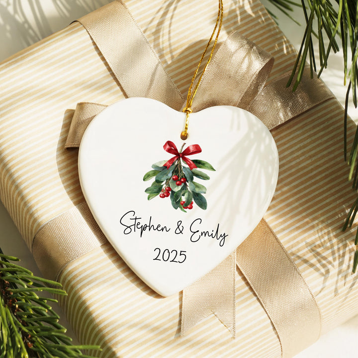 Custom First Christmas Ornament for Married Couples, Wedding Keepsake, Bride and Groom Holiday Decor