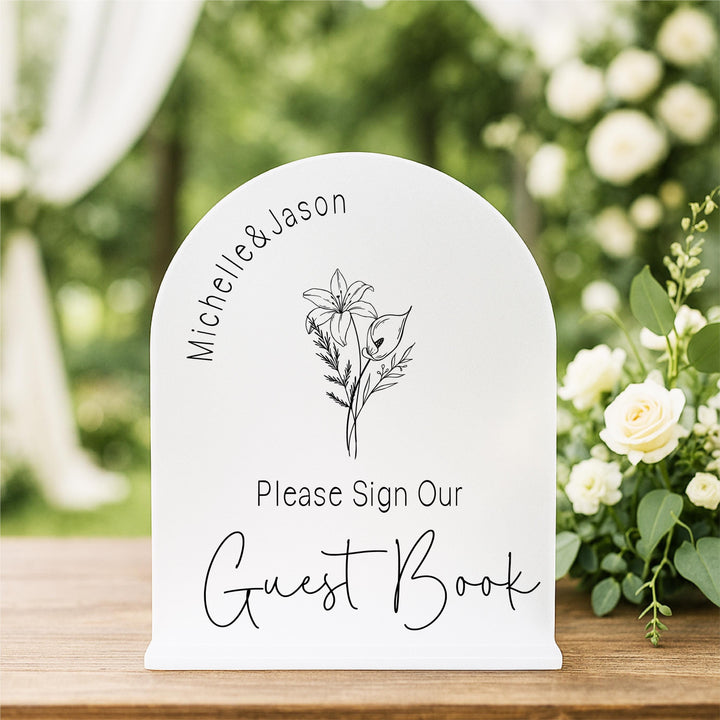 Personalized Acrylic Wedding Guest Book Sign: Modern Reception Decor