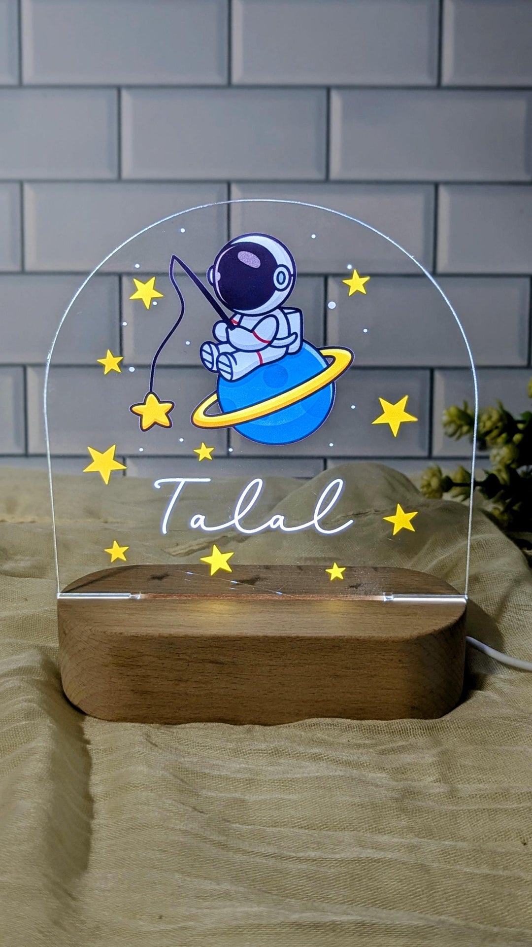 Custom Astronaut Name Light – Space Nursery Decor for Boys