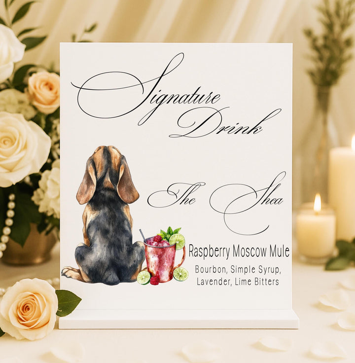 Custom Dog Signature Drink Sign: Acrylic Wedding Bar Menu
