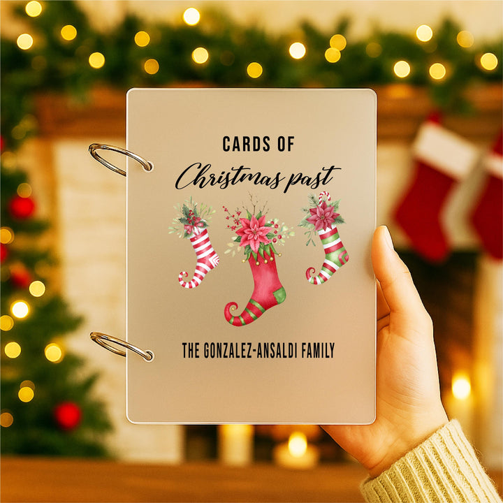 Personalized Christmas Card organizer | Family Name Wooden Binder | Newlywed Last Name Holiday Gift Keepsake