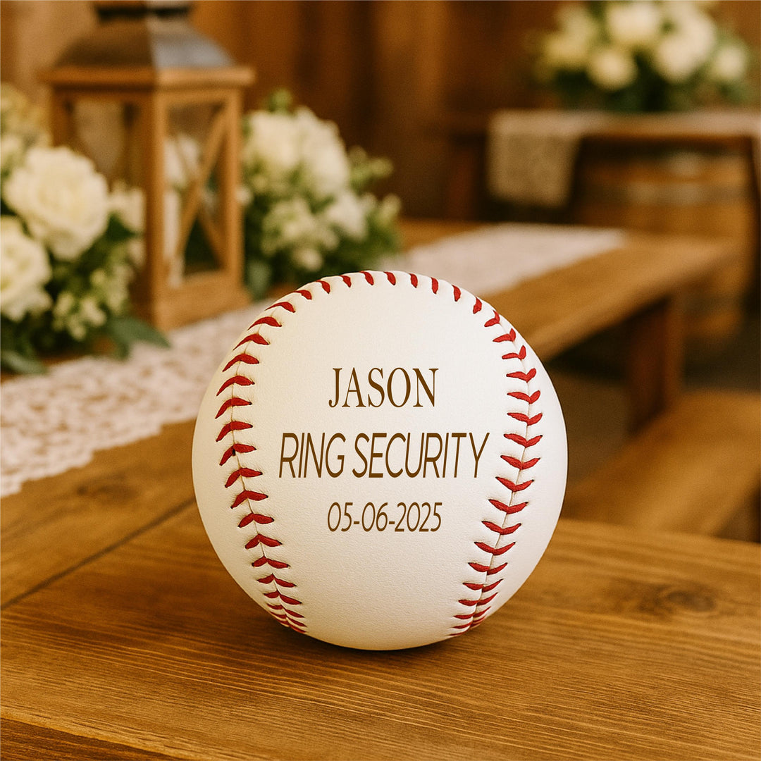 Personalized Ring Bearer Baseball | Custom Wedding Gift with Name &amp; Date | Engraved Keepsake for Sports Lovers