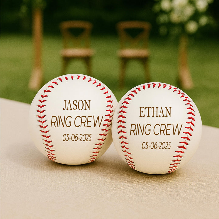Personalized Ring Bearer Baseball | Custom Wedding Gift with Name &amp; Date | Engraved Keepsake for Sports Lovers