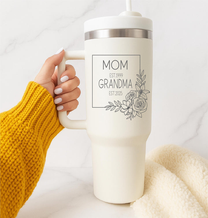 Personalized Mom and Grandma Tumbler with year | Custom Engraved Cup&nbsp;| Mother’s Day or New Grandma Gift