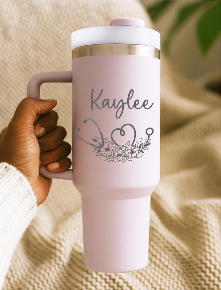 Personalized Nurse Tumbler – Stethoscope Graduation Gift