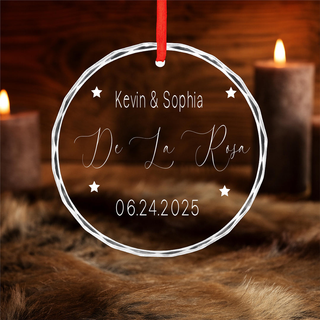 Custom Couple Name &amp; Date Keepsake, Engagement or Anniversary Gift, Newlywed Christmas Ornament